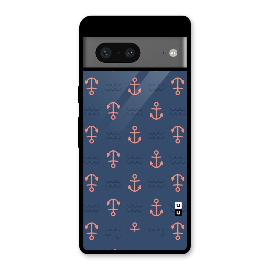 Anchor Sea Blue Glass Back Case for Google Pixel 7