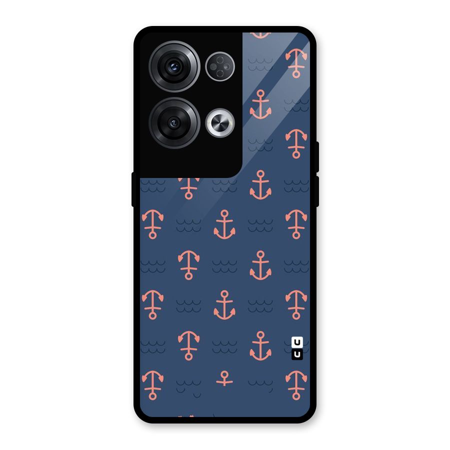 Anchor Sea Blue Glass Back Case for Oppo Reno8 Pro 5G