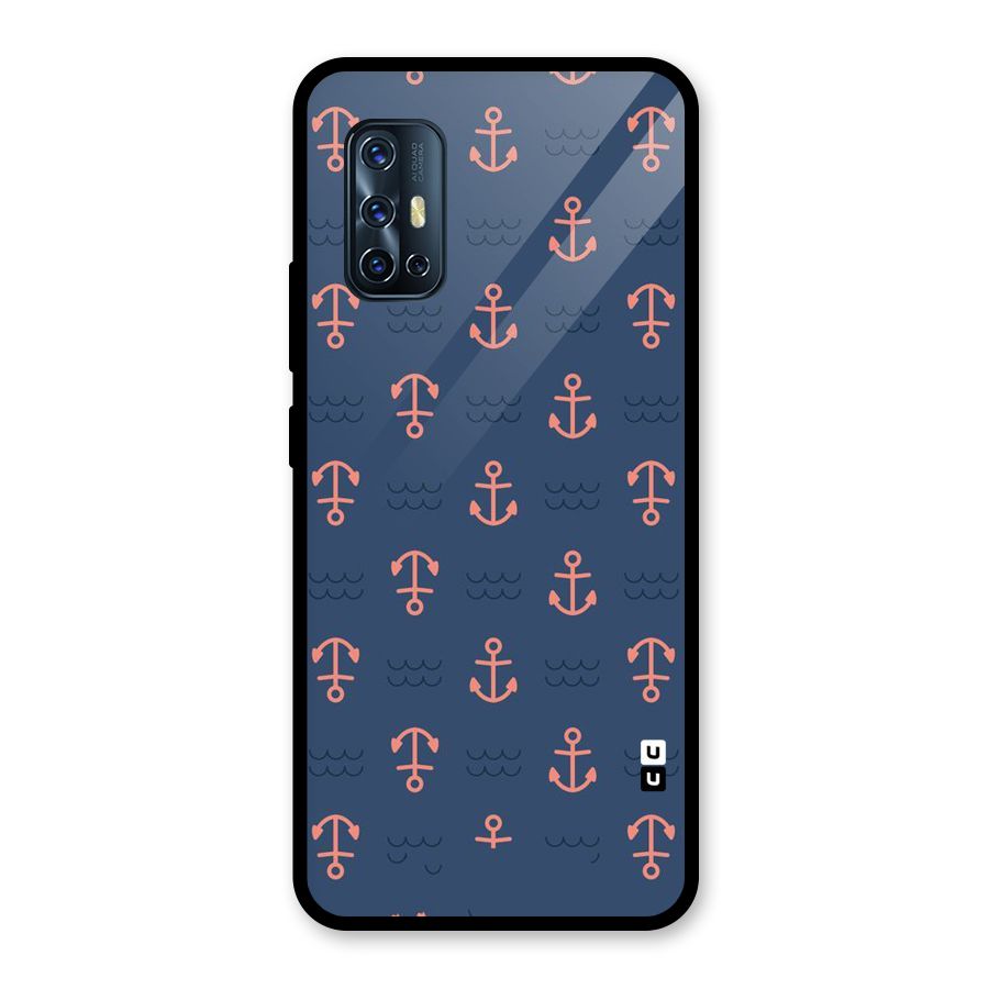 Anchor Sea Blue Glass Back Case for Vivo V17