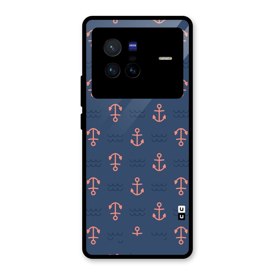 Anchor Sea Blue Glass Back Case for Vivo X80