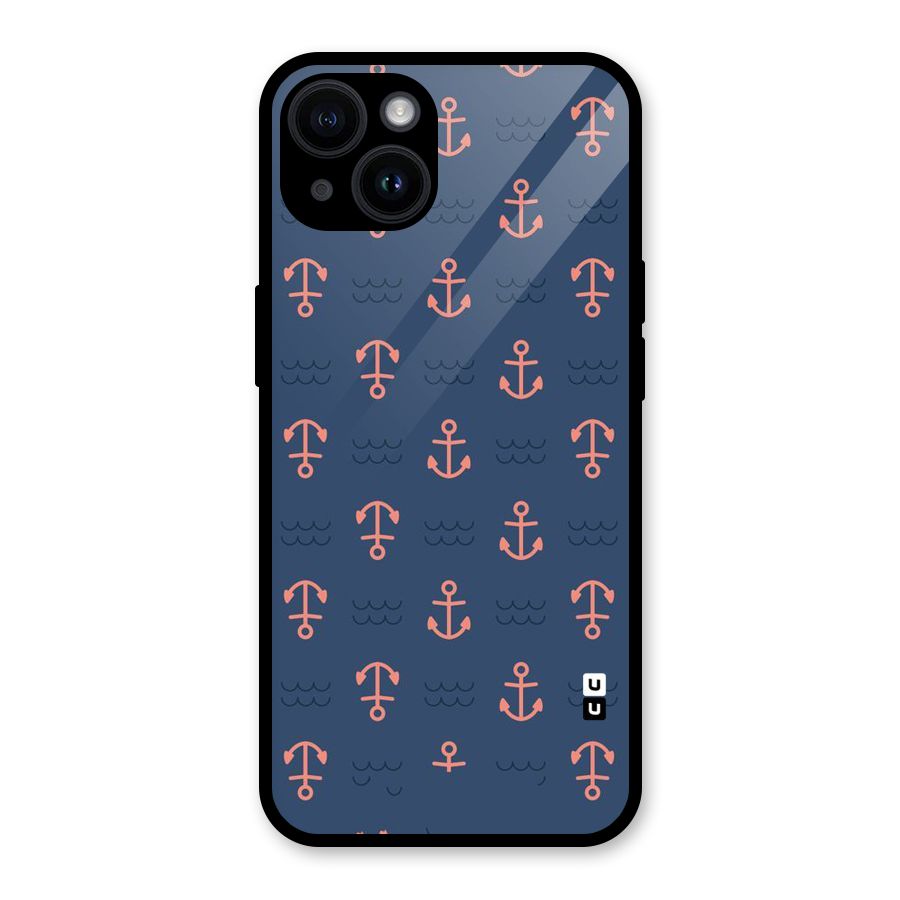 Anchor Sea Blue Glass Back Case for iPhone 14