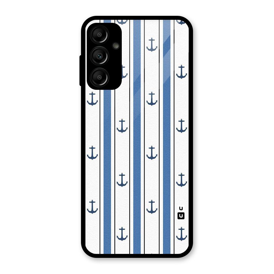 Anchor Stripe Lines Glass Back Case for Galaxy A14 5G