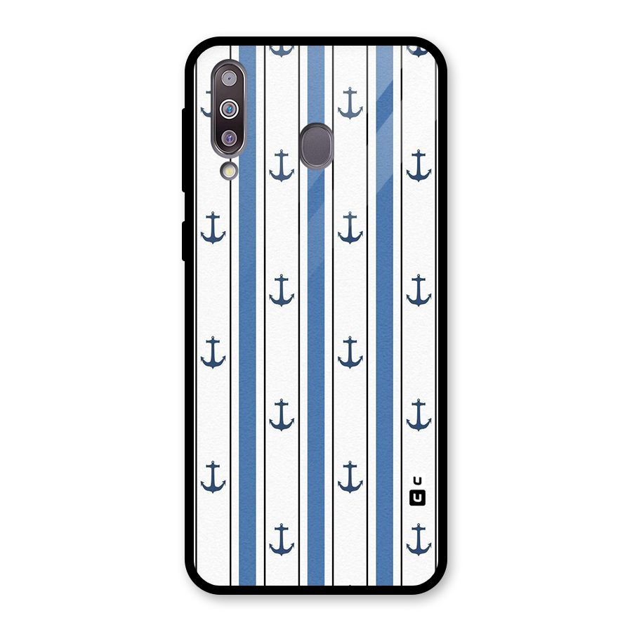 Anchor Stripe Lines Glass Back Case for Galaxy M30
