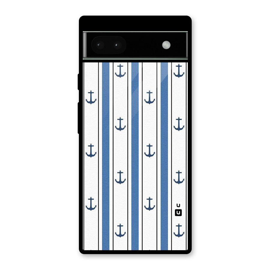 Anchor Stripe Lines Glass Back Case for Google Pixel 6a