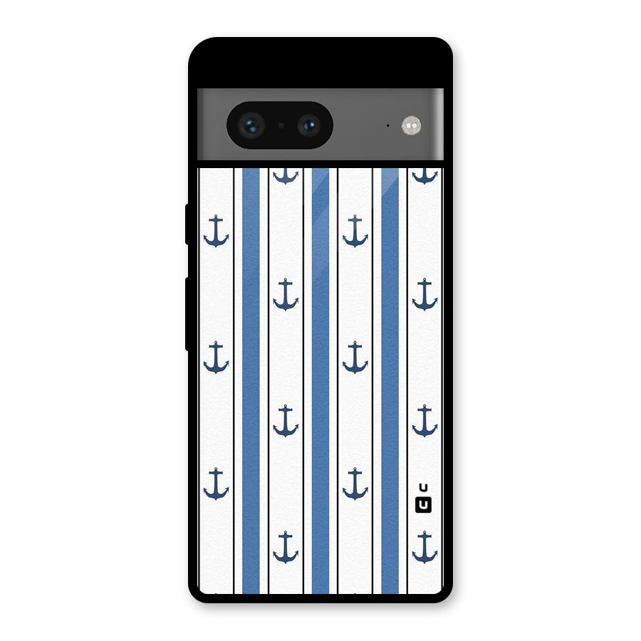 Anchor Stripe Lines Glass Back Case for Google Pixel 7