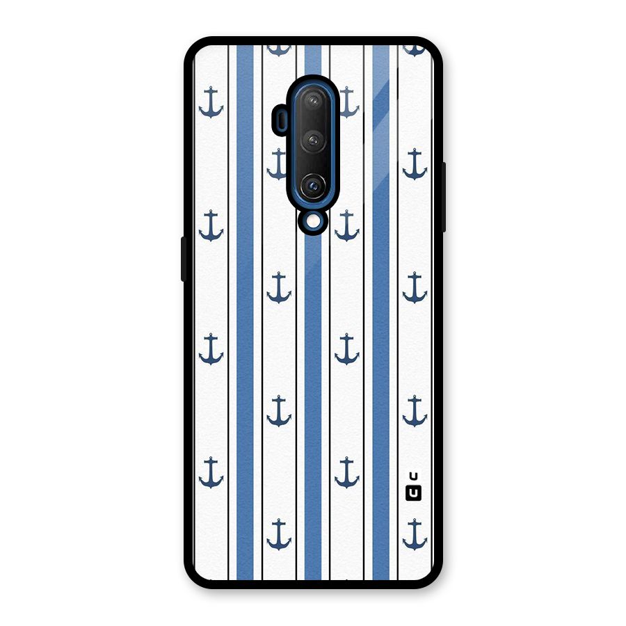 Anchor Stripe Lines Glass Back Case for OnePlus 7T Pro