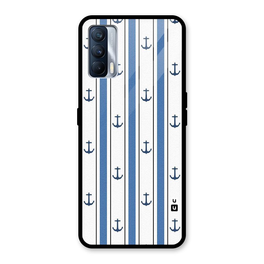 Anchor Stripe Lines Glass Back Case for Realme X7