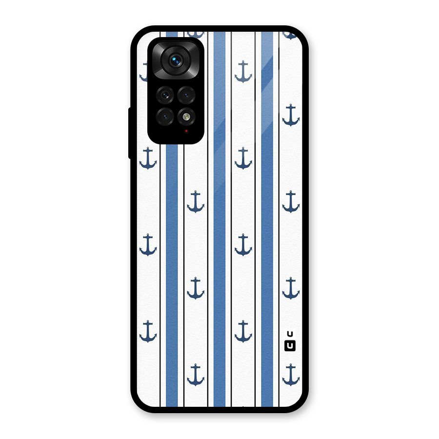 Anchor Stripe Lines Glass Back Case for Redmi Note 11