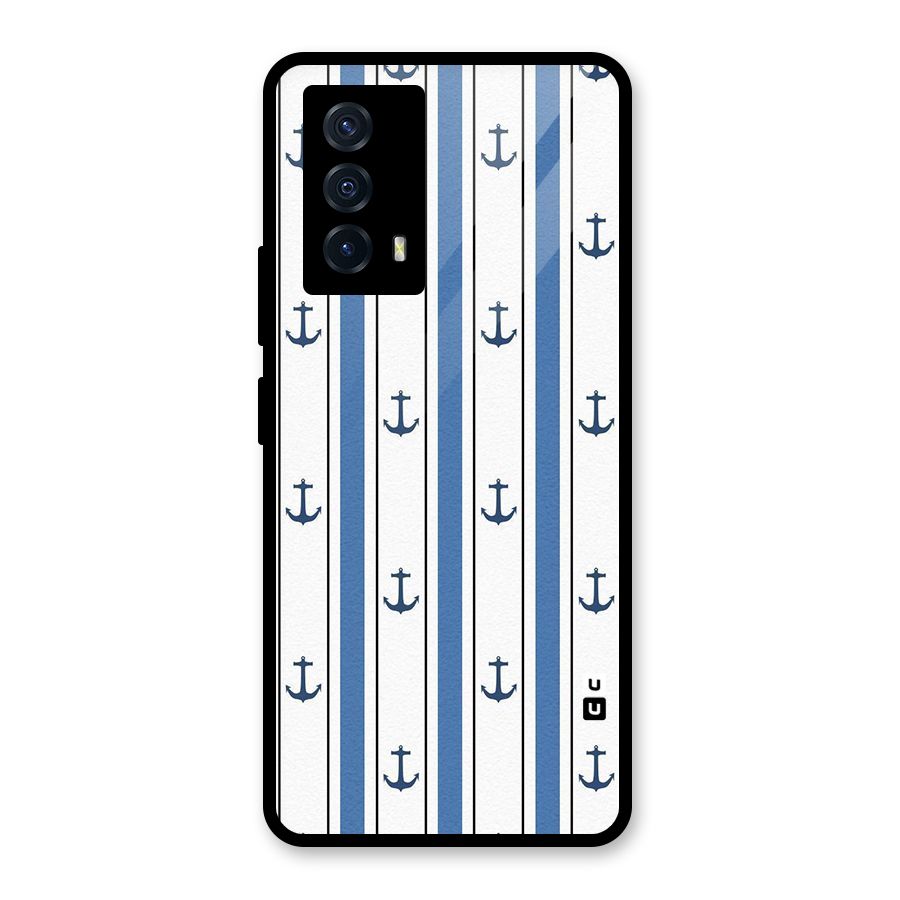 Anchor Stripe Lines Glass Back Case for Vivo iQOO Z5
