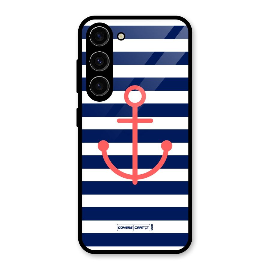 Anchor Stripes Glass Back Case for Galaxy S23