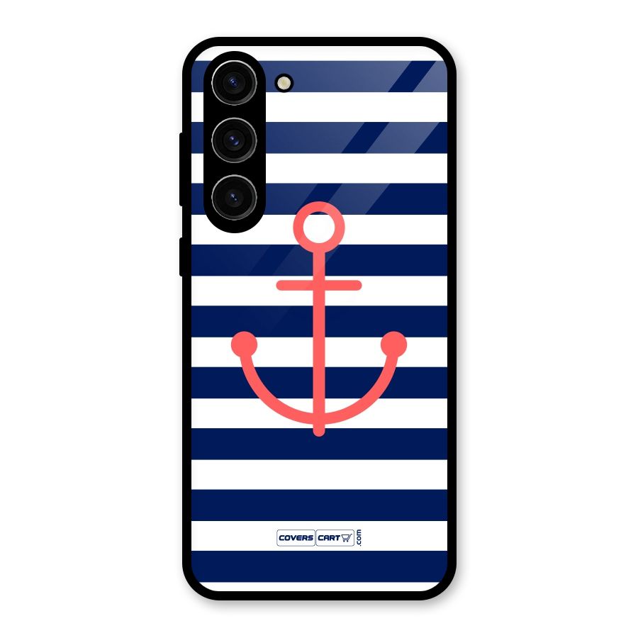 Anchor Stripes Glass Back Case for Galaxy S23 Plus