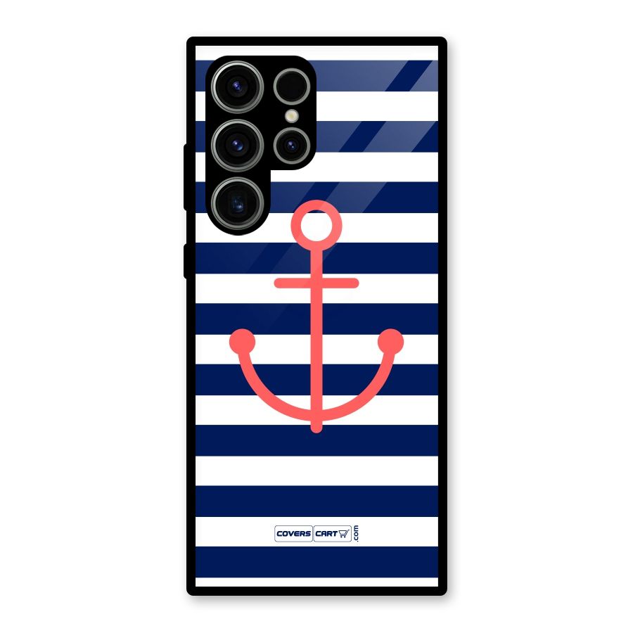 Anchor Stripes Glass Back Case for Galaxy S23 Ultra