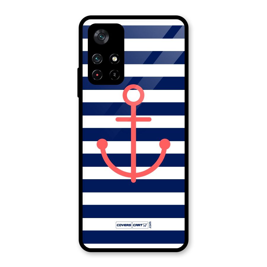 Anchor Stripes Glass Back Case for Poco M4 Pro 5G
