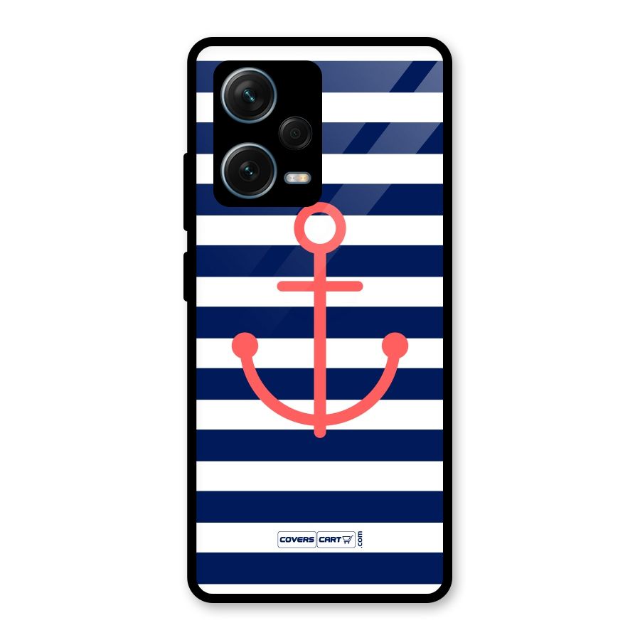 Anchor Stripes Glass Back Case for Redmi Note 12 Pro Plus 5G