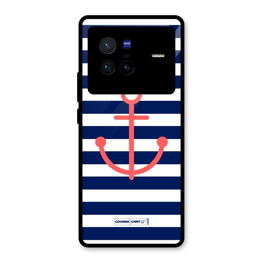 Anchor Stripes Glass Back Case for Vivo X80