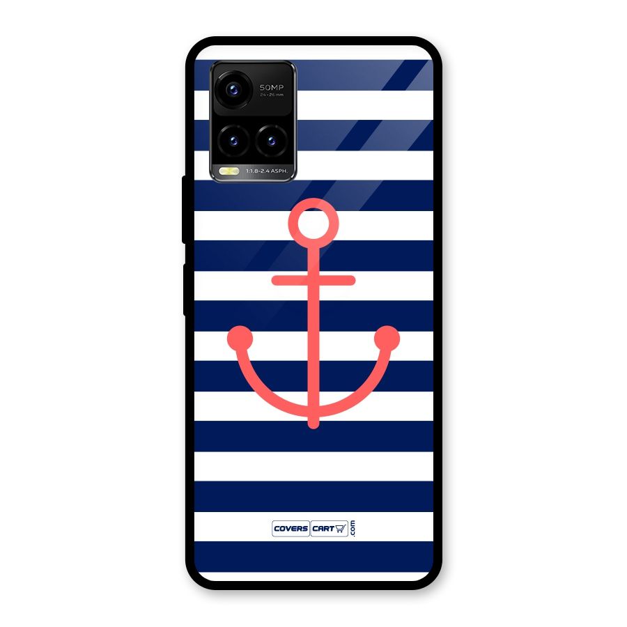 Anchor Stripes Glass Back Case for Vivo Y21T