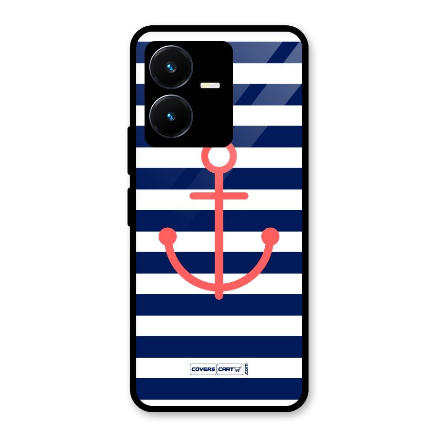 Anchor Stripes Glass Back Case for Vivo Y22