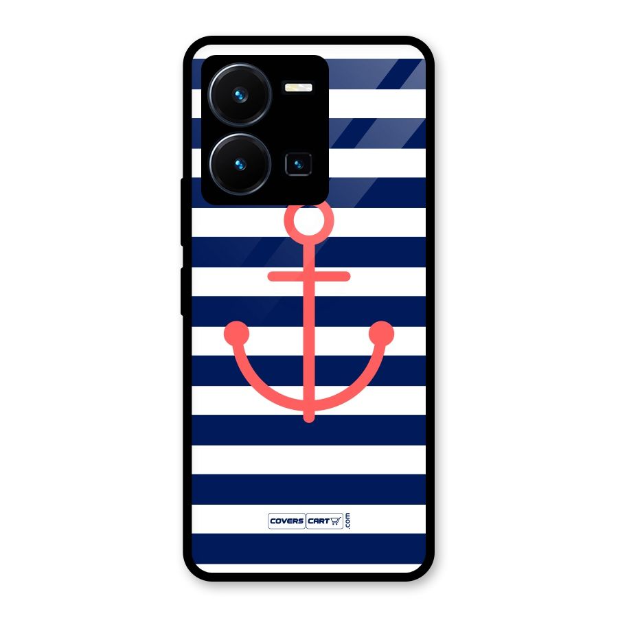 Anchor Stripes Glass Back Case for Vivo Y35