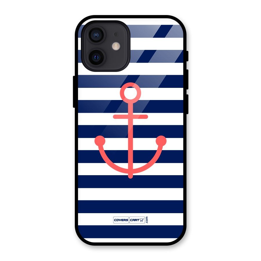 Anchor Stripes Glass Back Case for iPhone 12