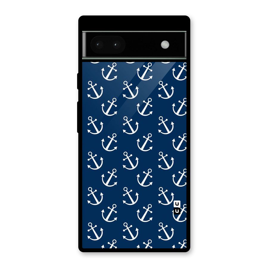 Anchor Zig Pattern Glass Back Case for Google Pixel 6a