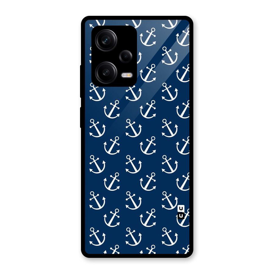 Anchor Zig Pattern Glass Back Case for Redmi Note 12 Pro