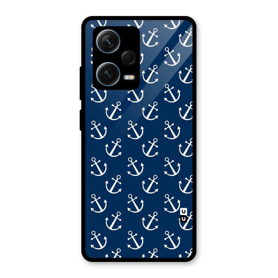 Anchor Zig Pattern Glass Back Case for Redmi Note 12 Pro Plus 5G