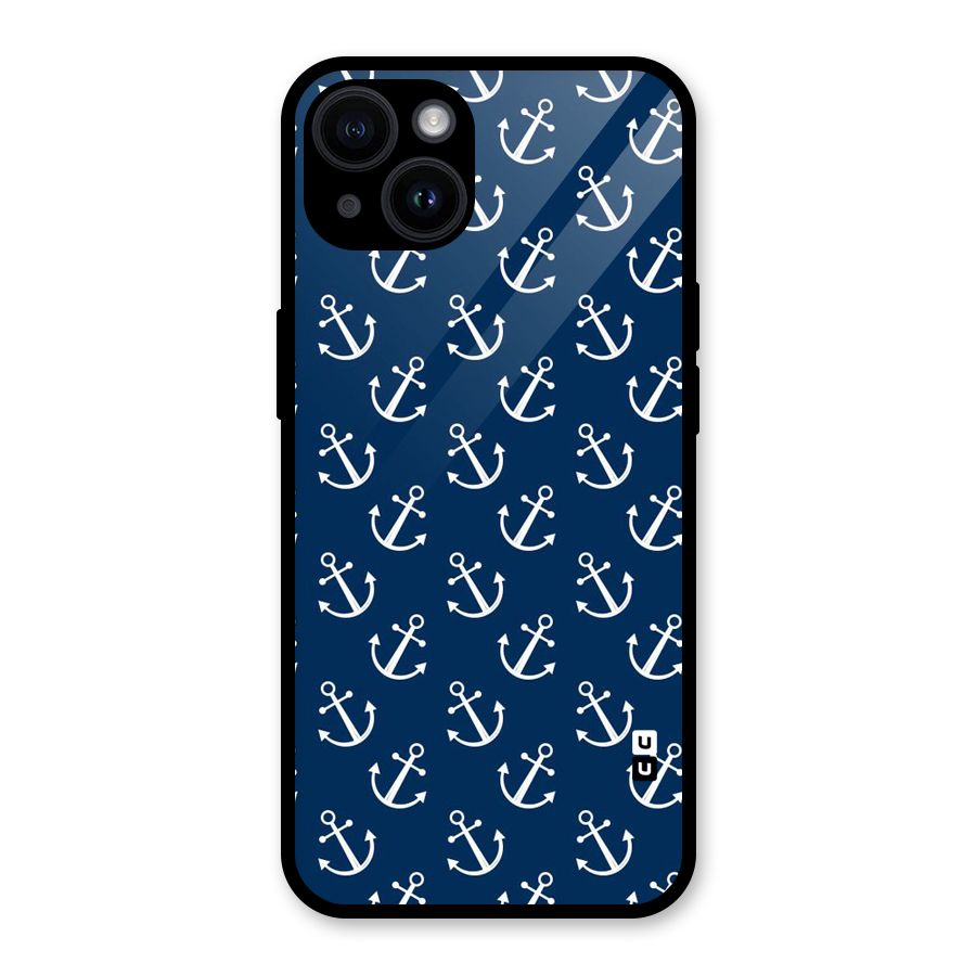 Anchor Zig Pattern Glass Back Case for iPhone 14