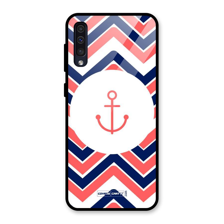 Anchor Zig Zag Glass Back Case for Galaxy A50