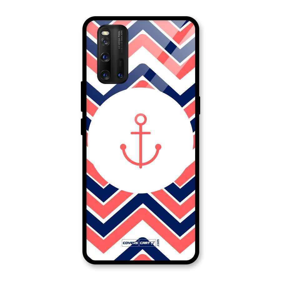 Anchor Zig Zag Glass Back Case for Vivo iQOO 3