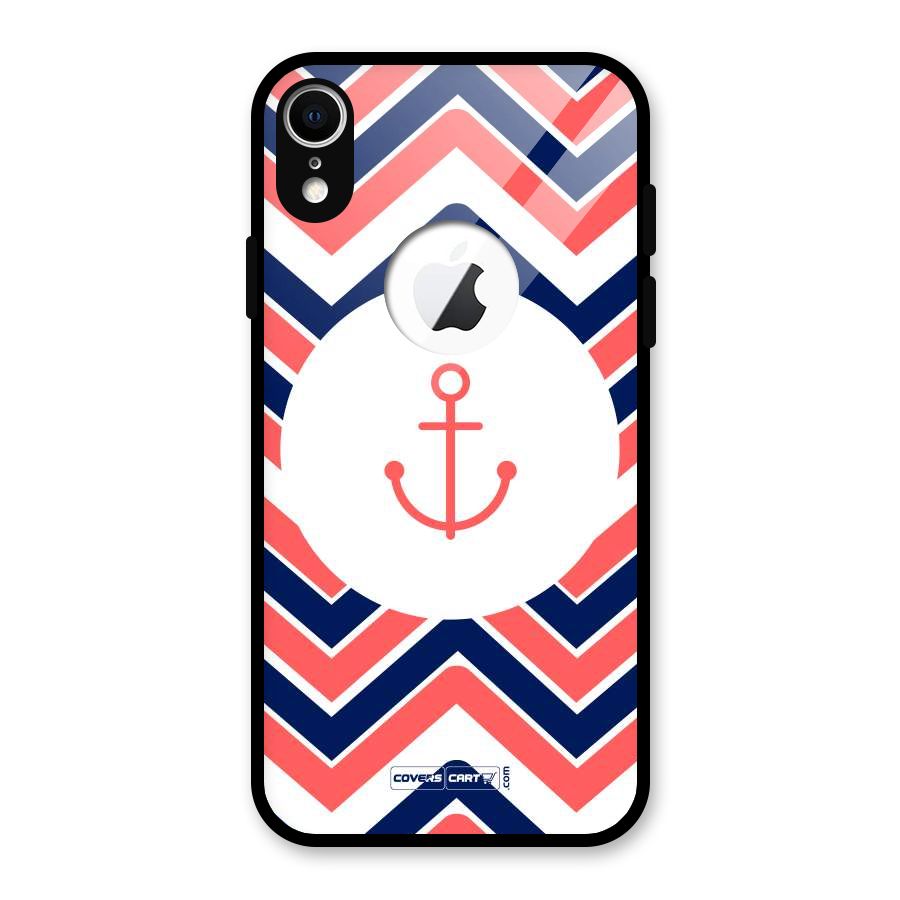 Anchor Zig Zag Glass Back Case for iPhone XR Logo Cut