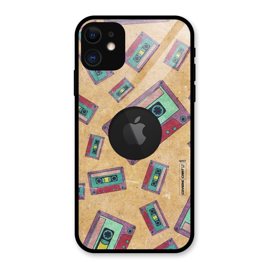 Ancient Cassettes Glass Back Case for iPhone 11 Logo Cut