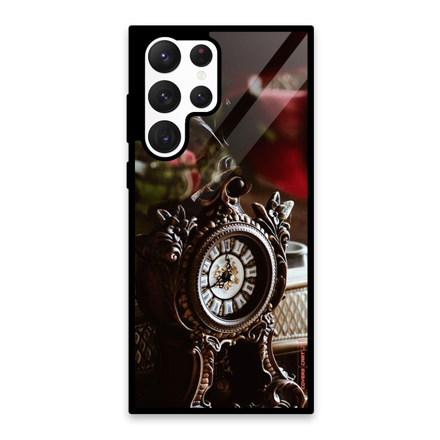 Ancient Clock Glass Back Case for Galaxy S22 Ultra 5G
