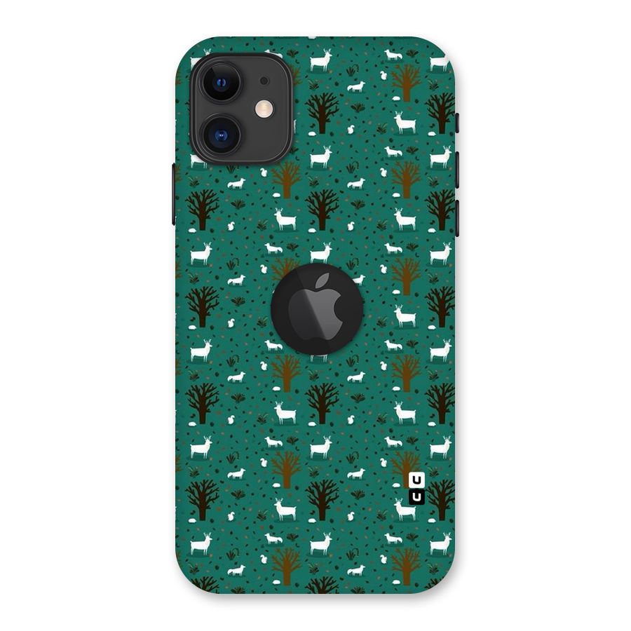 Animal Grass Pattern Back Case for iPhone 11 Logo Cut