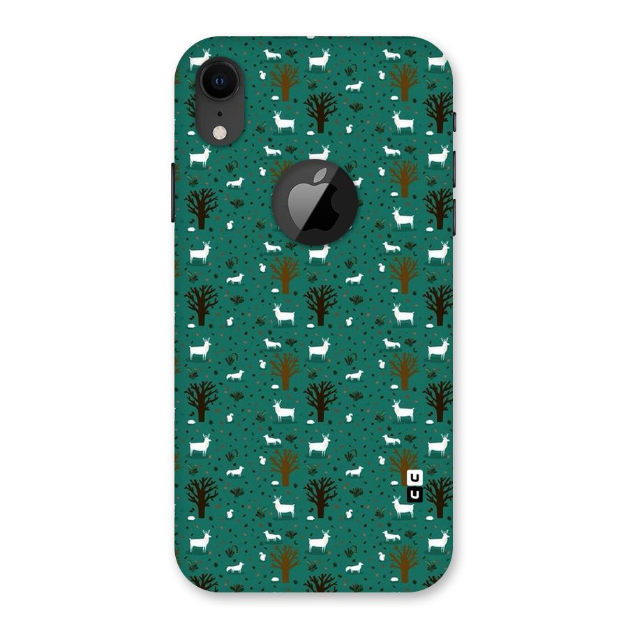 Animal Grass Pattern Back Case for iPhone XR Logo Cut