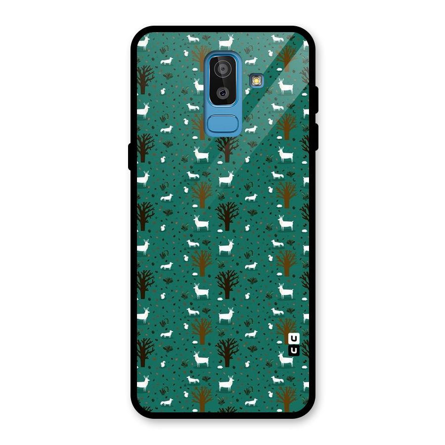 Animal Grass Pattern Glass Back Case for Galaxy J8