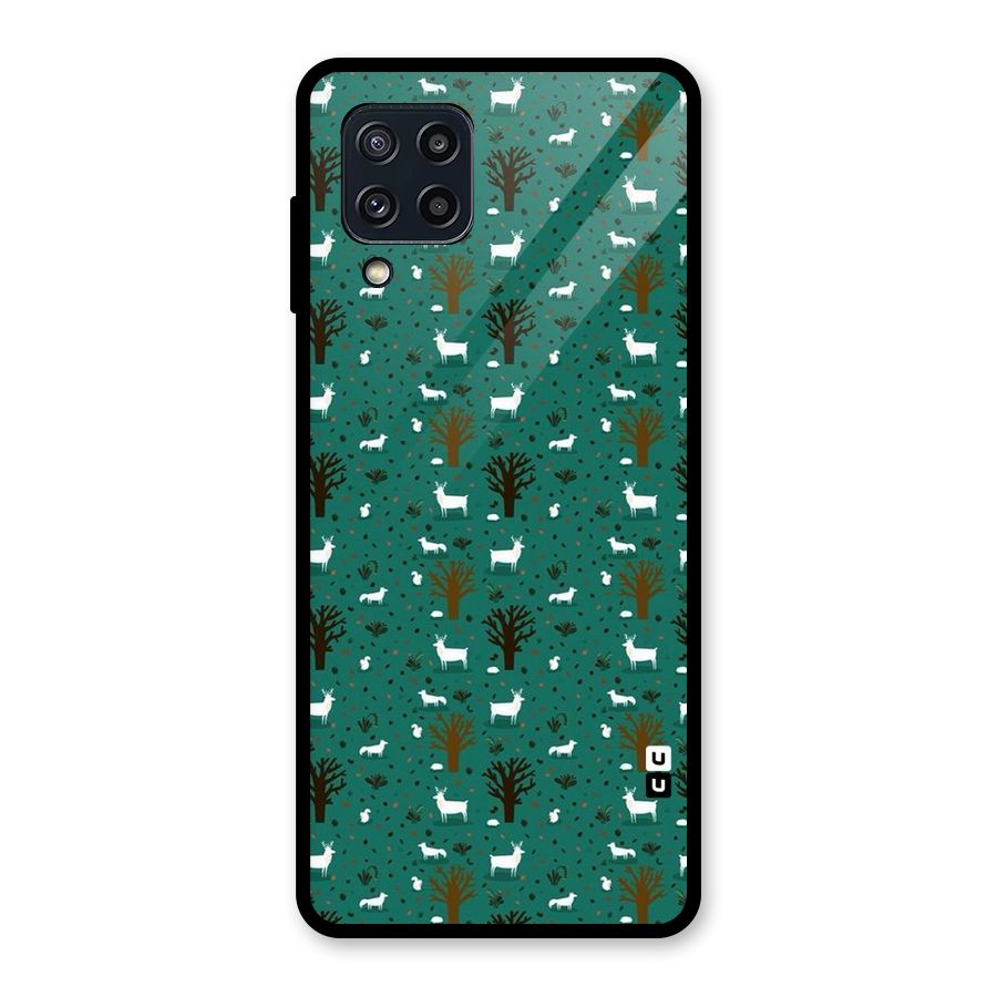 Animal Grass Pattern Glass Back Case for Galaxy M32