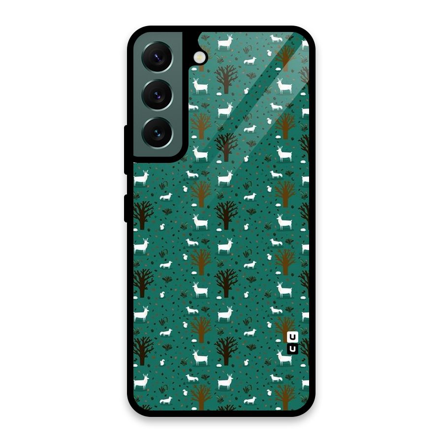 Animal Grass Pattern Glass Back Case for Galaxy S22 5G