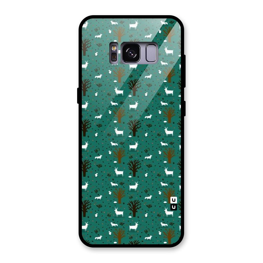 Animal Grass Pattern Glass Back Case for Galaxy S8