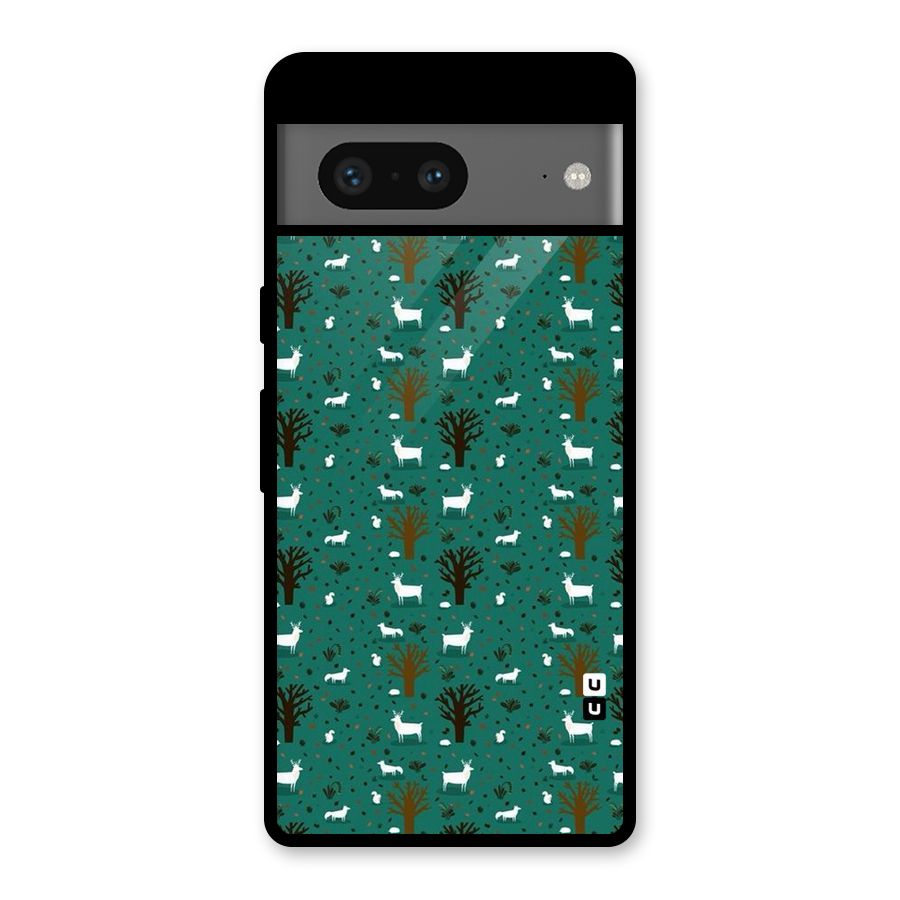 Animal Grass Pattern Glass Back Case for Google Pixel 7