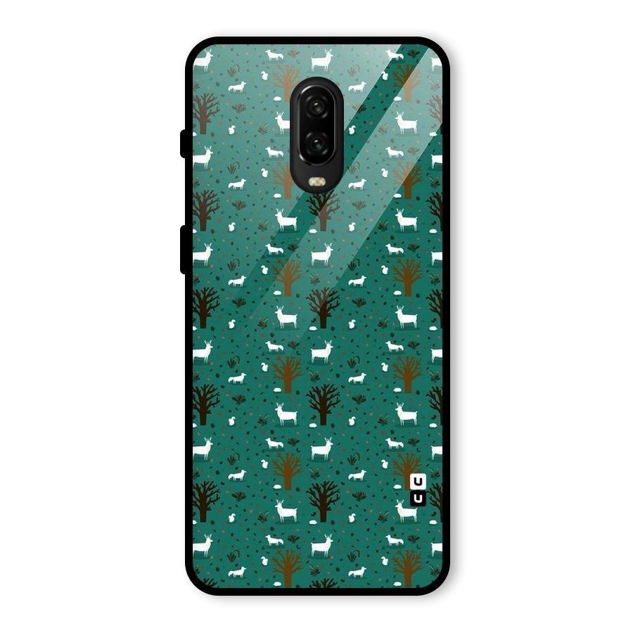 Animal Grass Pattern Glass Back Case for OnePlus 6T