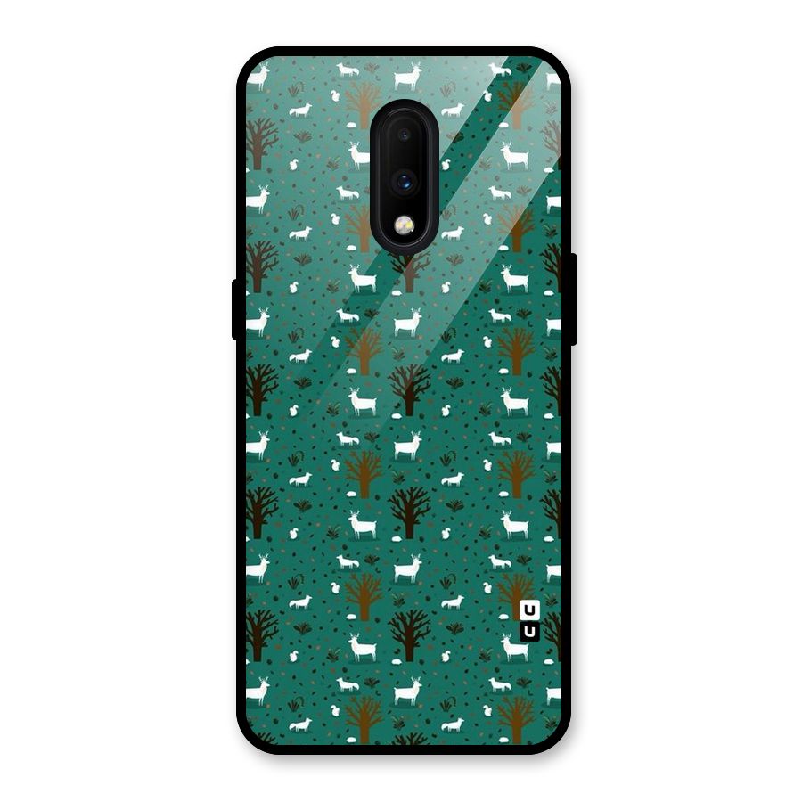 Animal Grass Pattern Glass Back Case for OnePlus 7