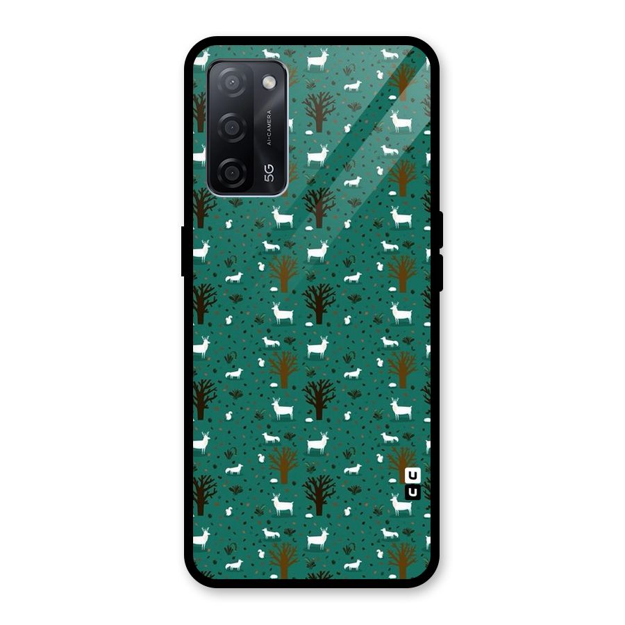 Animal Grass Pattern Glass Back Case for Oppo A53s 5G