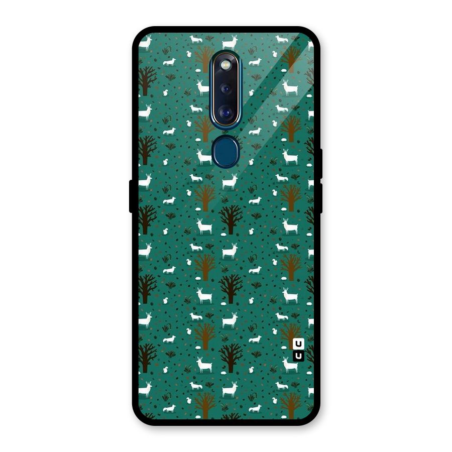 Animal Grass Pattern Glass Back Case for Oppo F11 Pro