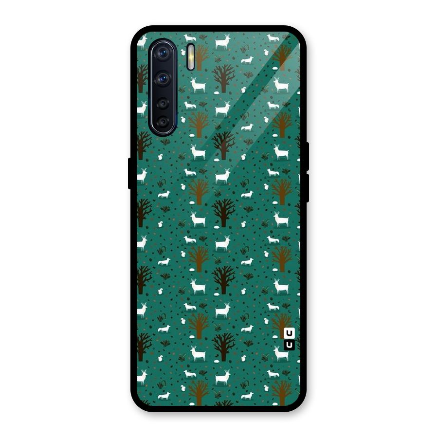 Animal Grass Pattern Glass Back Case for Oppo F15
