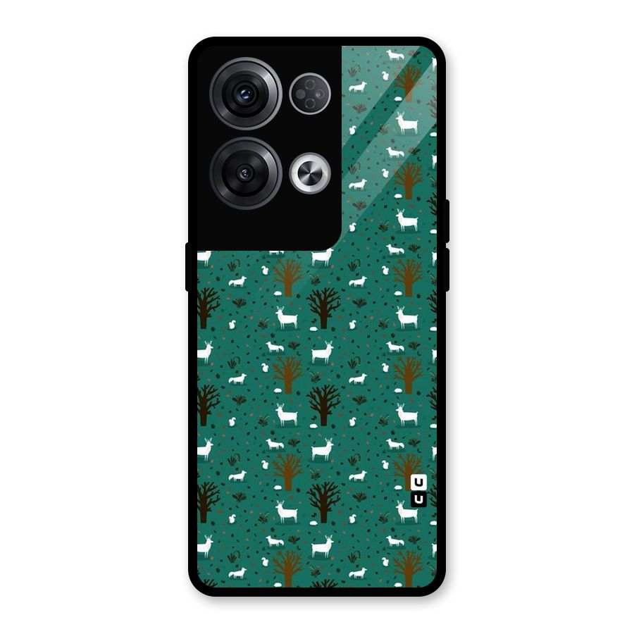 Animal Grass Pattern Glass Back Case for Oppo Reno8 Pro 5G