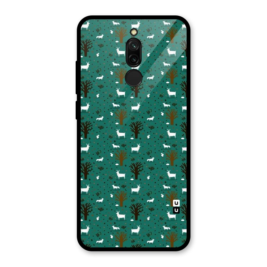 Animal Grass Pattern Glass Back Case for Redmi 8