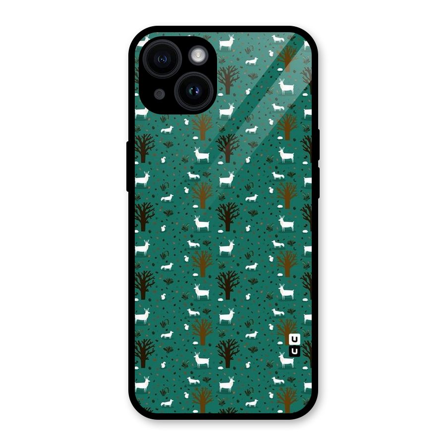 Animal Grass Pattern Glass Back Case for iPhone 14