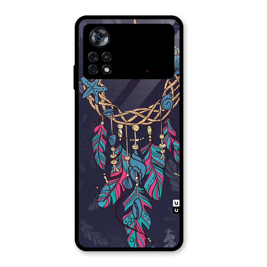 Animated Dream Catcher Glass Back Case for Poco X4 Pro 5G