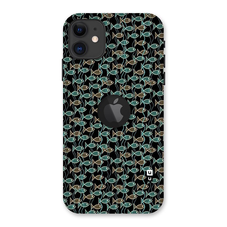 Animated Fishes Art Pattern Back Case for iPhone 11 Logo Cut