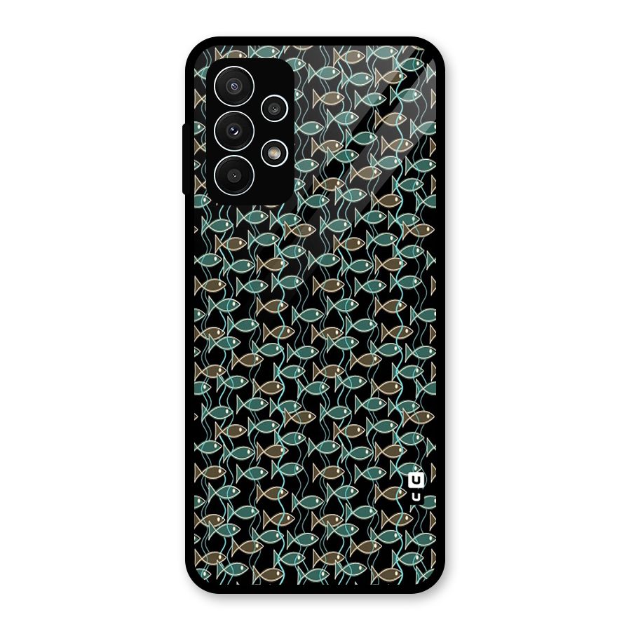 Animated Fishes Art Pattern Glass Back Case for Galaxy A23
